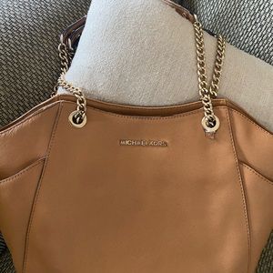 Michael Kors Tan Leather Tote w/ chain handle